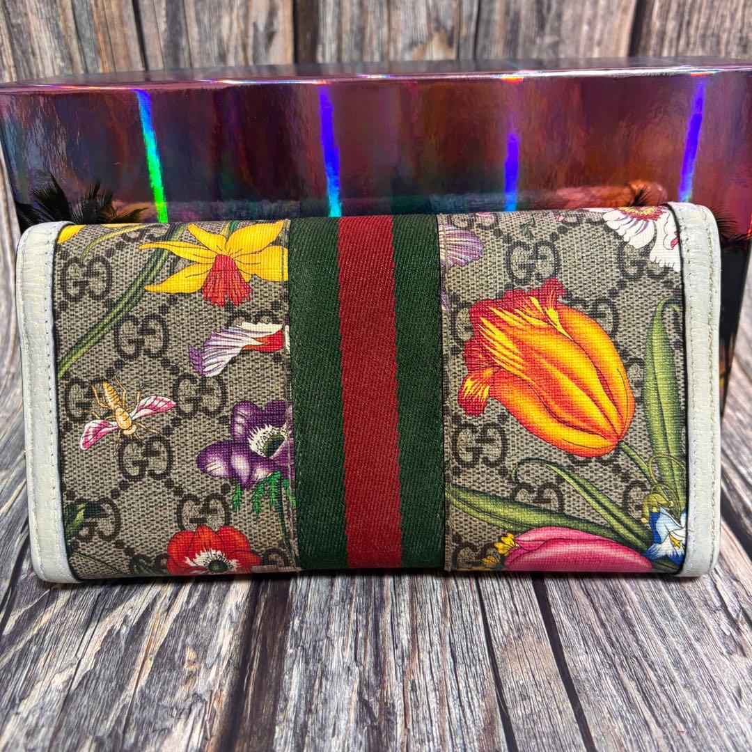 【希少】箱付 グッチ GUCCI 花柄 長財布　オフディア フローラ マーモント
