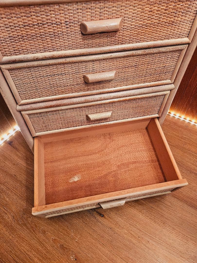 日本製 ラタンチェスト アンティーク加工 藤家具 ヴィンテージ 無垢材