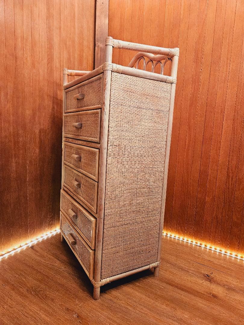 日本製 ラタンチェスト アンティーク加工 藤家具 ヴィンテージ 無垢材