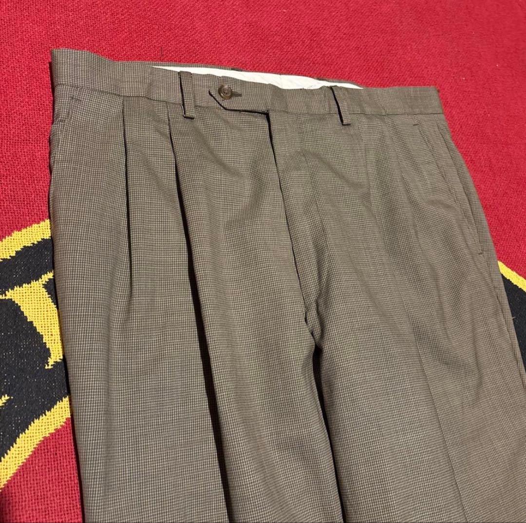 90s ローレン ラルフローレン極太ワイド千鳥格子スラックス