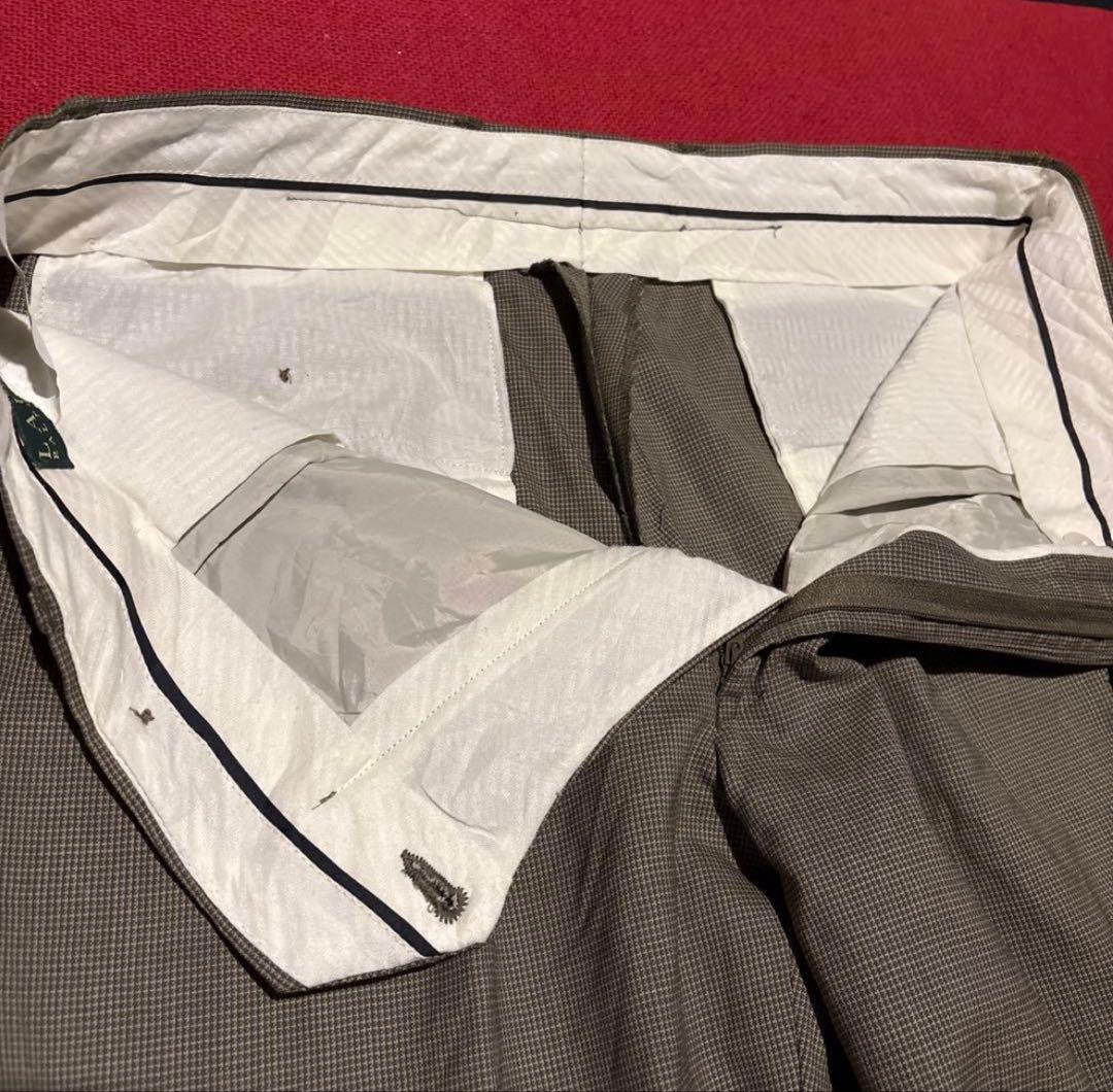 90s ローレン ラルフローレン極太ワイド千鳥格子スラックス