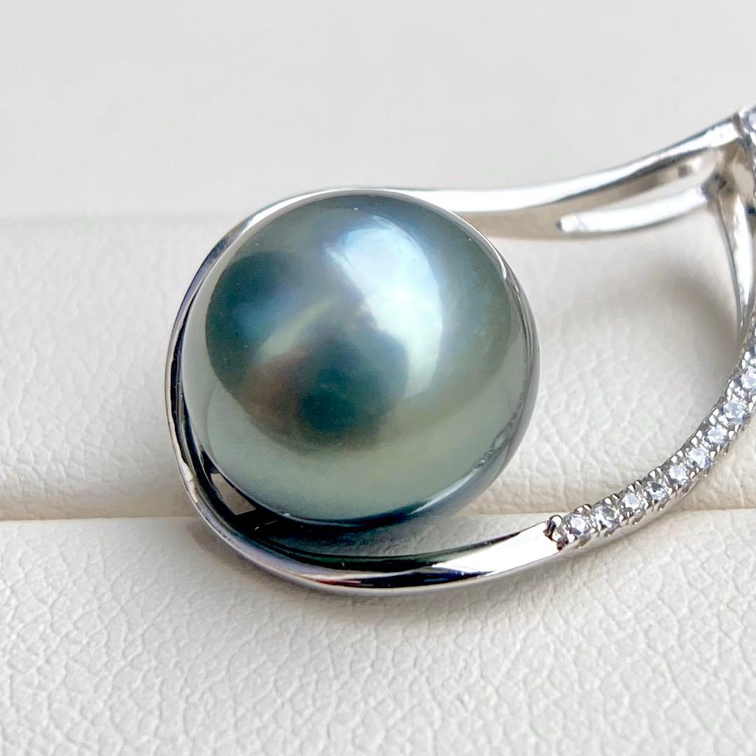 本真珠南洋黒蝶真珠ブルーグレー12㍉大玉s925ネックレスBEN916