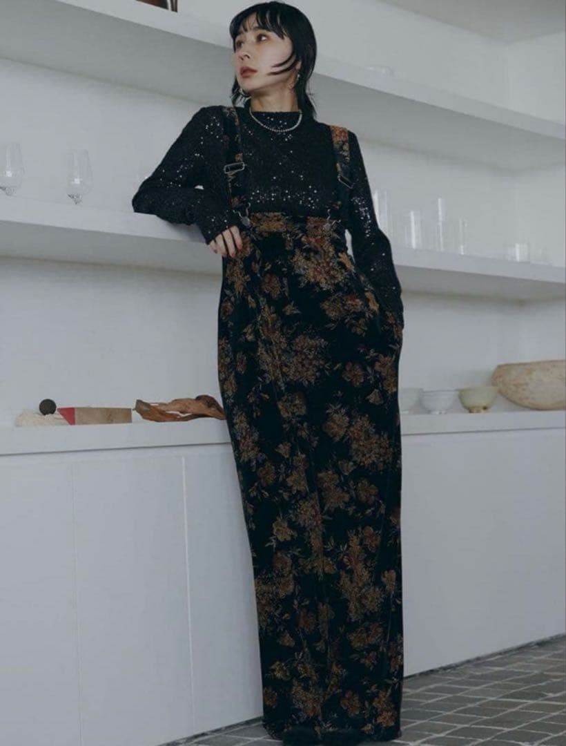 パンツ Ameri VINTAGE FLOWER PRINT VELOUR PANTS