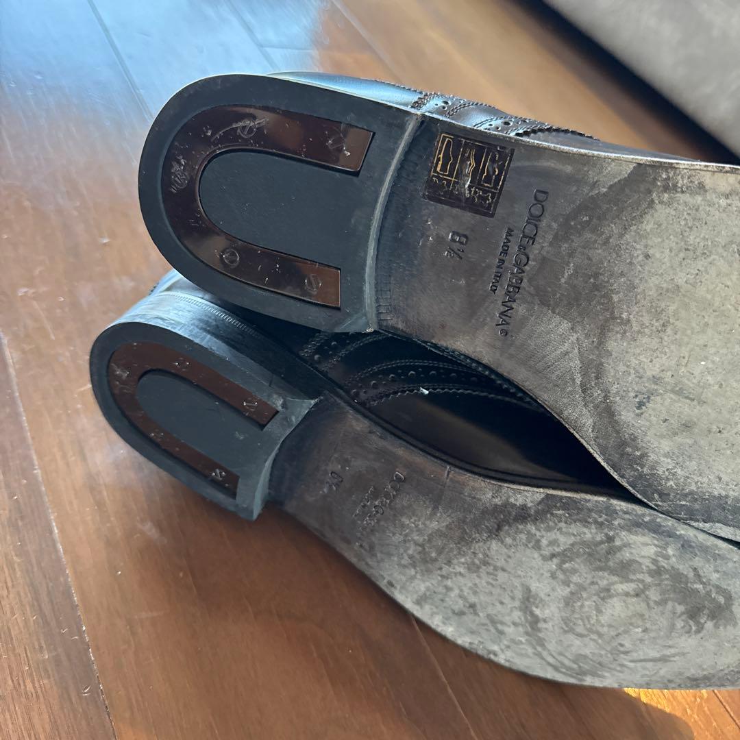 DOLCE&GABBANA ブラック レザー サイドゴアブーツ