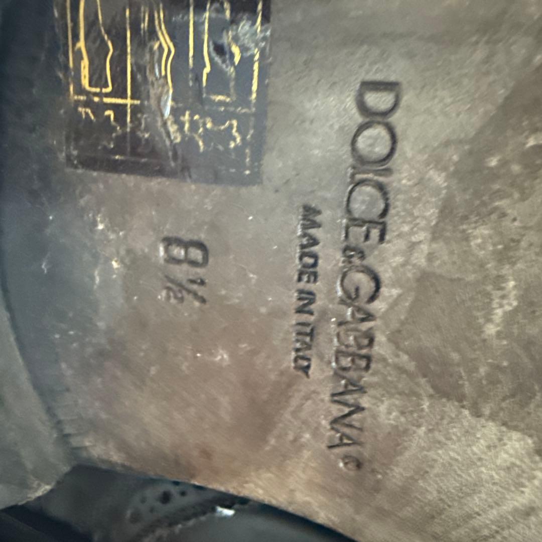 DOLCE&GABBANA ブラック レザー サイドゴアブーツ