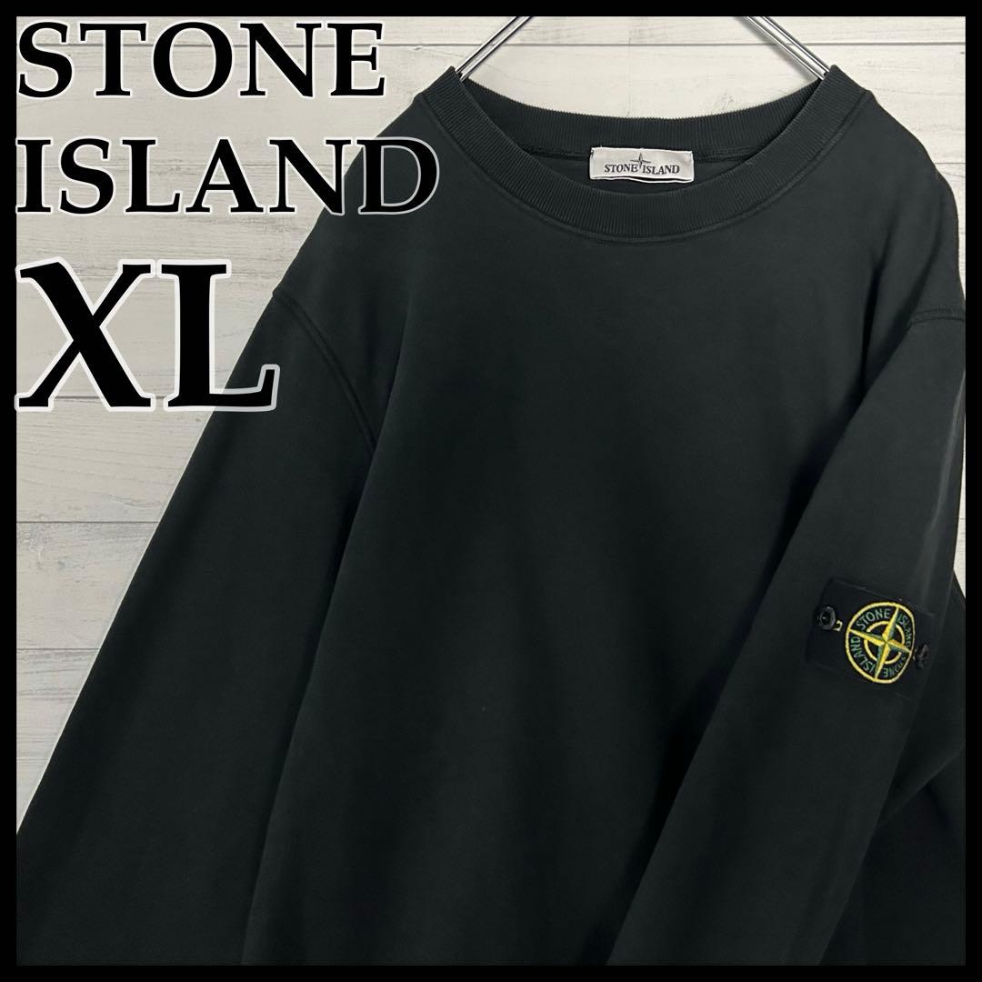 【人気・XL】ストーン アイランド QR鑑定済み ワッペンロゴ スウェット 黒