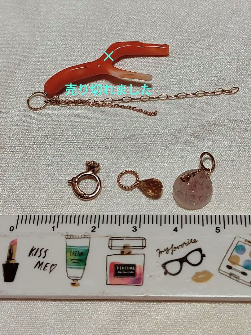 K10 K18 珊瑚　シトリン　アメジスト　ダイヤ　チャーム　3点セット