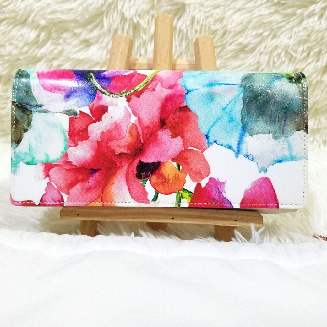 【新品・未使用】AETHER 長財布 花柄 レザー 保存袋