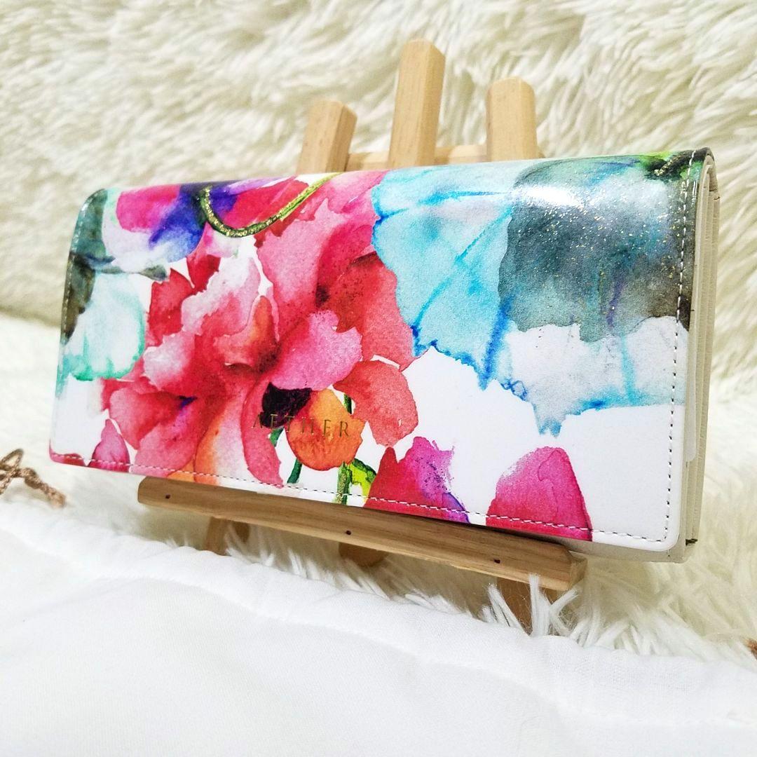 【新品・未使用】AETHER 長財布 花柄 レザー 保存袋