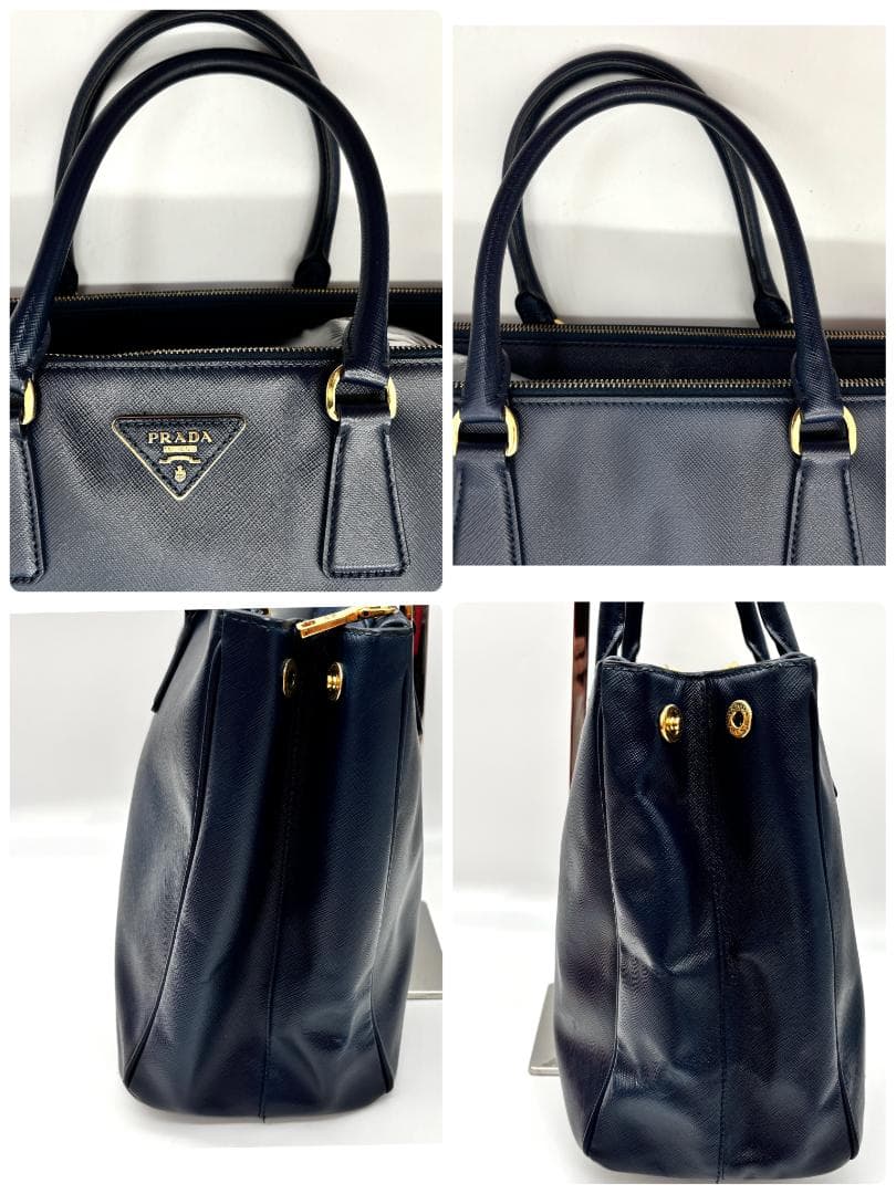 美品　PRADA ガレリア ミディアム（Mサイズ） サフィアーノ ネイビー