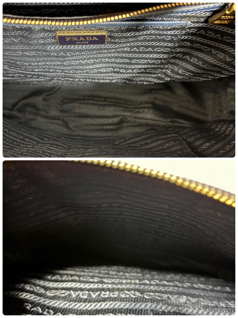 美品　PRADA ガレリア ミディアム（Mサイズ） サフィアーノ ネイビー