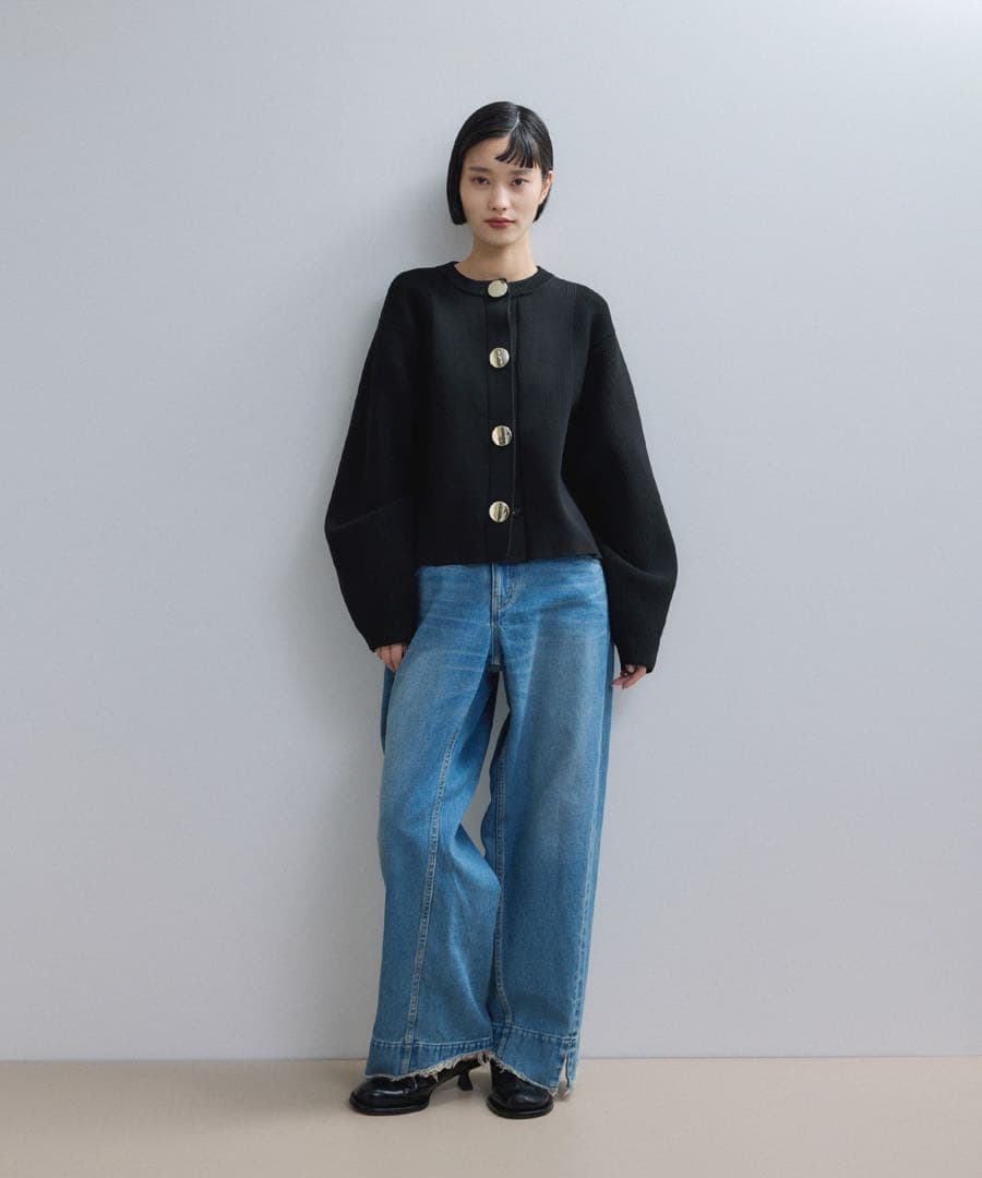 ADAM ET ROPE' セレクトネックウェーブボタンカーディガン