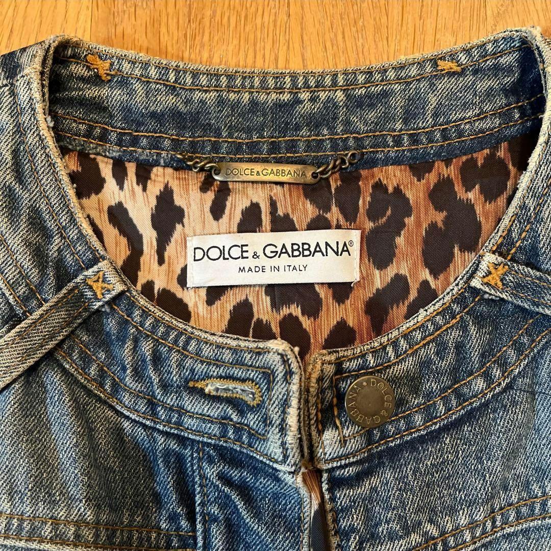 DOLCE&GABBANA デニムジャケット　レオパード40 ノーカラー