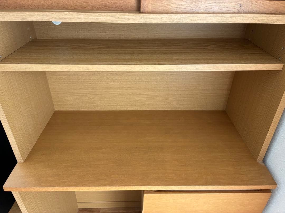 無印良品　オーク材 オープンカップボード（ワゴン付き）