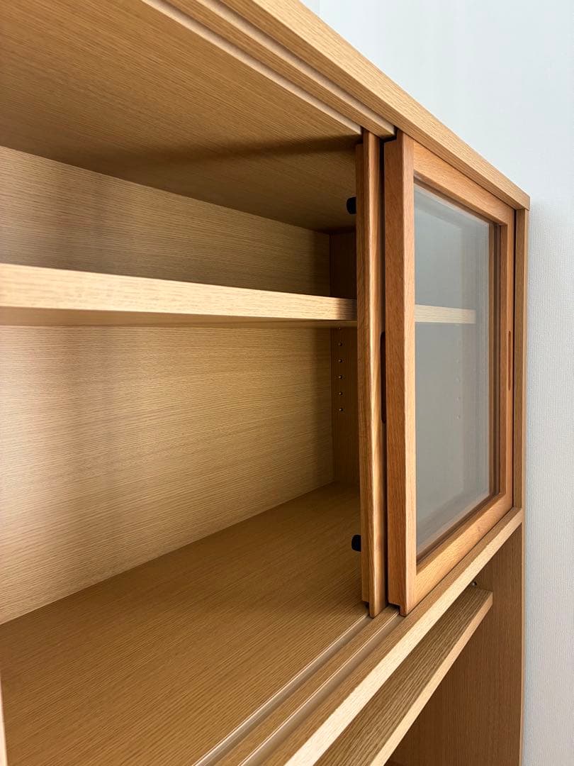 無印良品　オーク材 オープンカップボード（ワゴン付き）