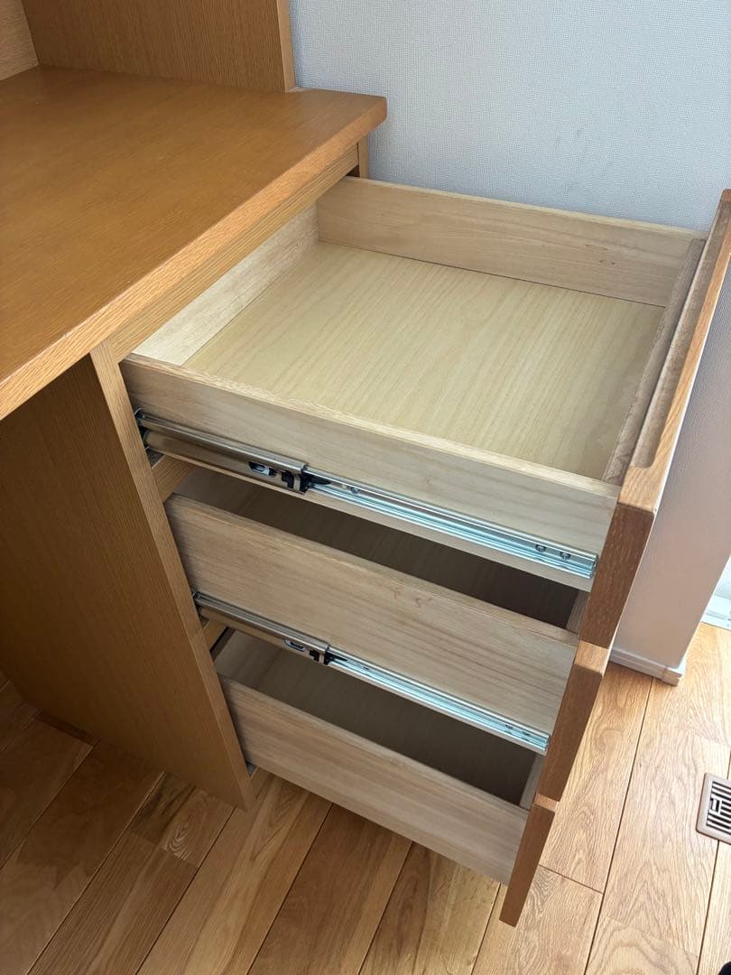 無印良品　オーク材 オープンカップボード（ワゴン付き）