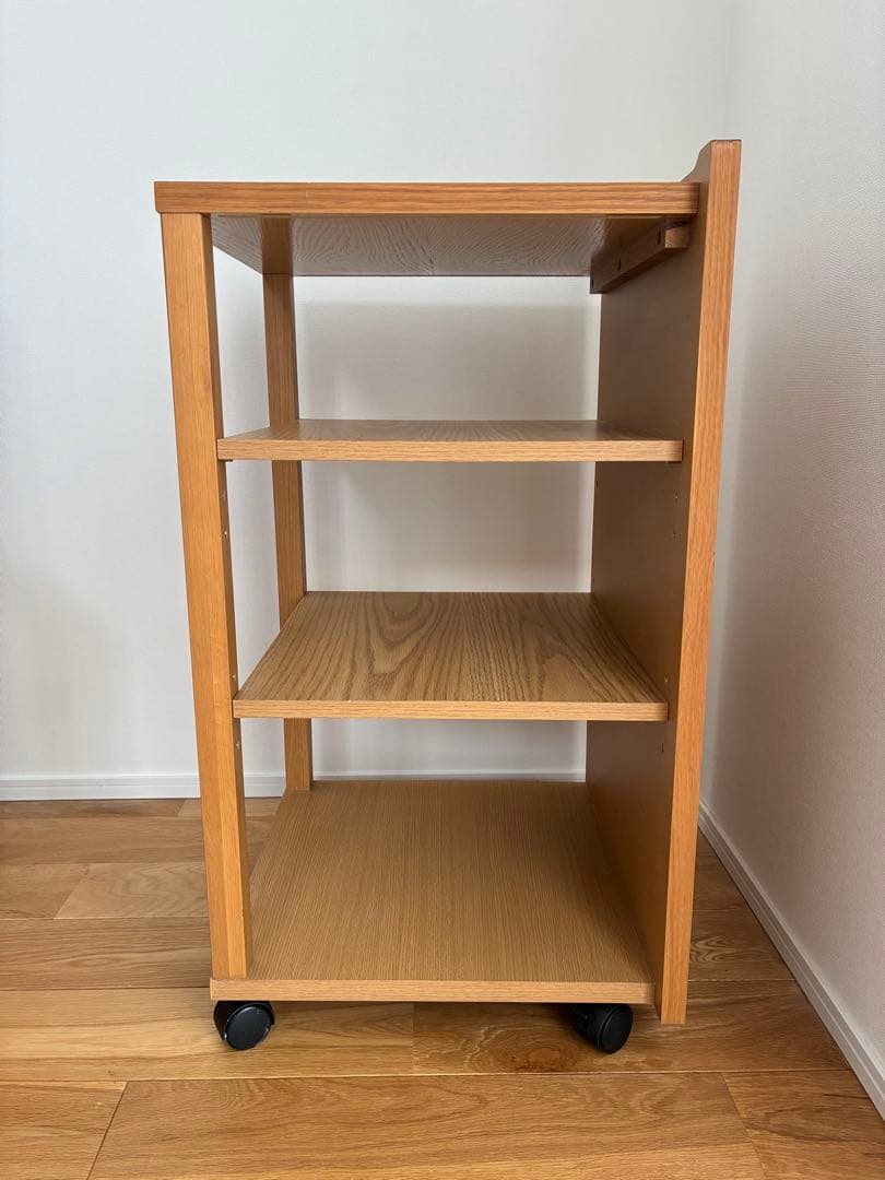 無印良品　オーク材 オープンカップボード（ワゴン付き）