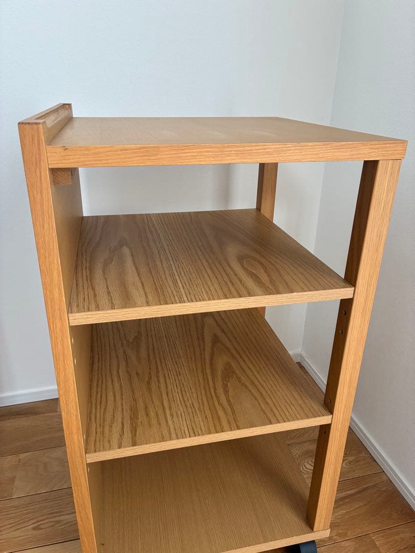 無印良品　オーク材 オープンカップボード（ワゴン付き）