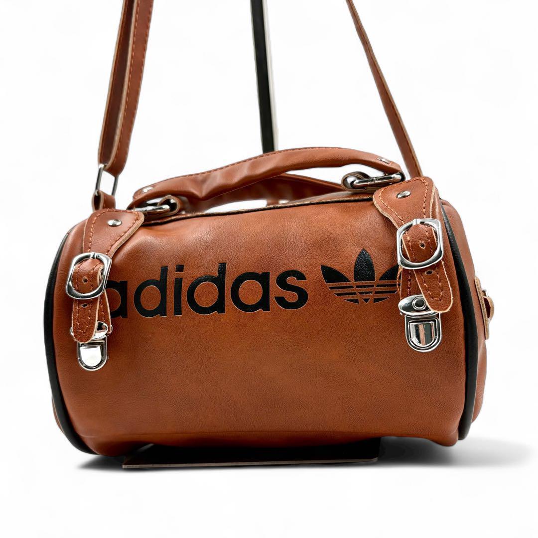 【極美品】 アディダス ボストンバッグ ミニ 2way トレフォイル ブラウン