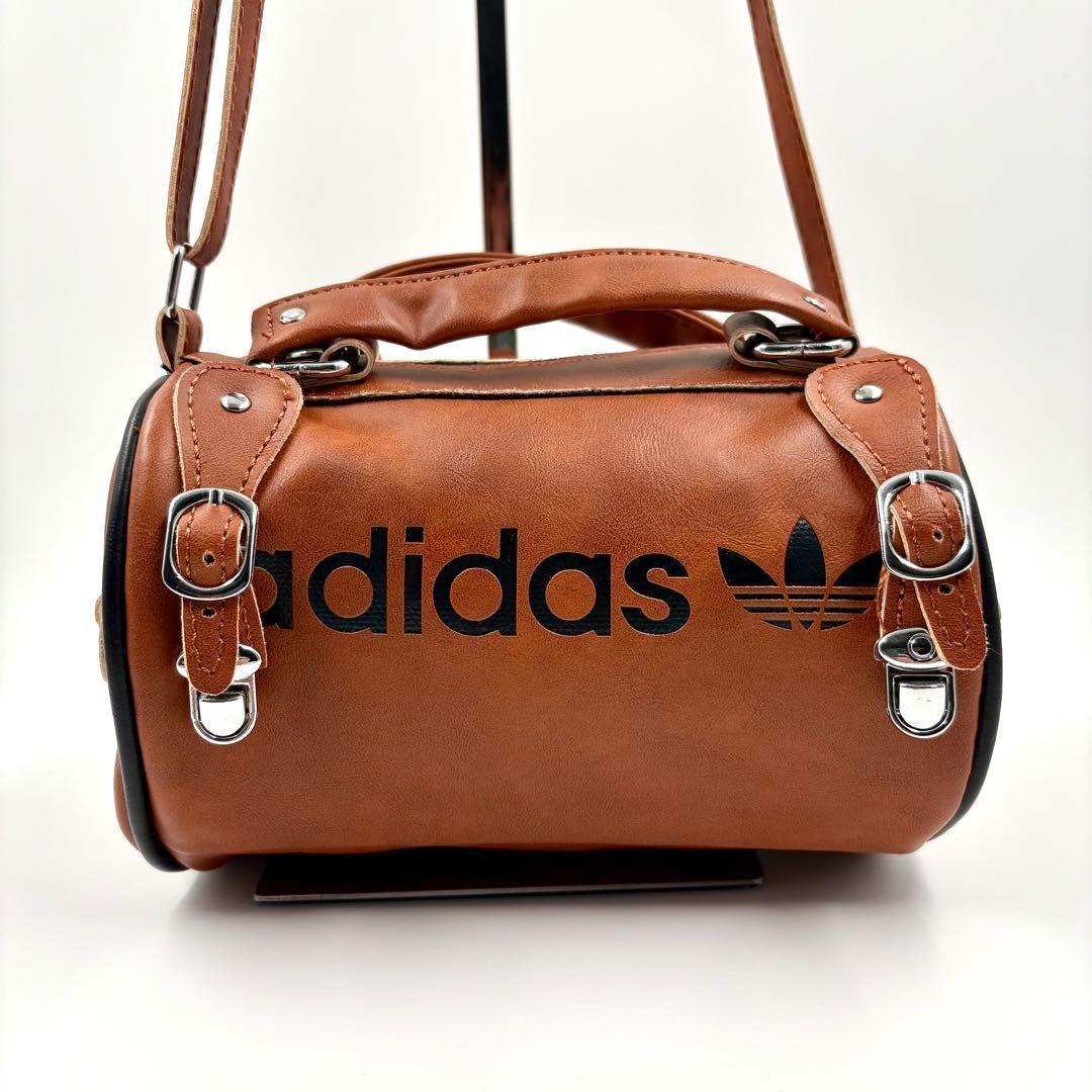 【極美品】 アディダス ボストンバッグ ミニ 2way トレフォイル ブラウン