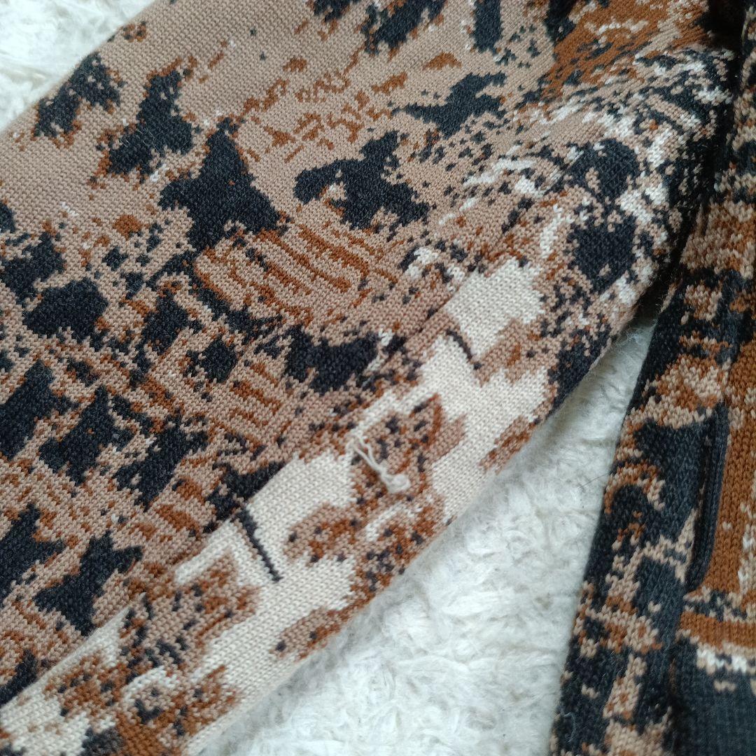 サルヴァトーレ・フェラガモ　ウールカシミヤ ニットコート　ロング丈　総柄