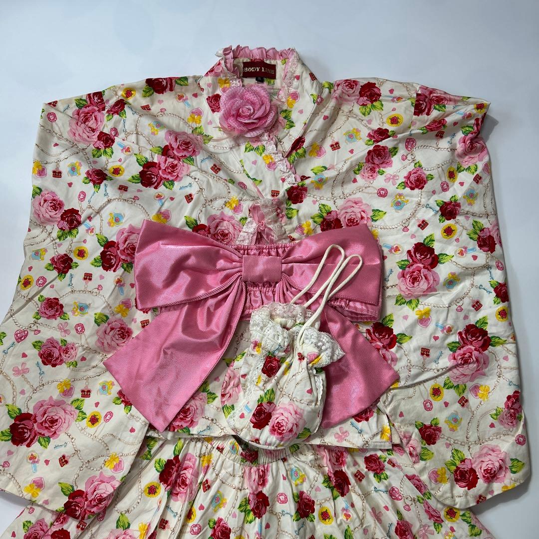 浴衣ドレス 姫ギャル ロリィタ 160 大人 ボディライン バラ セット