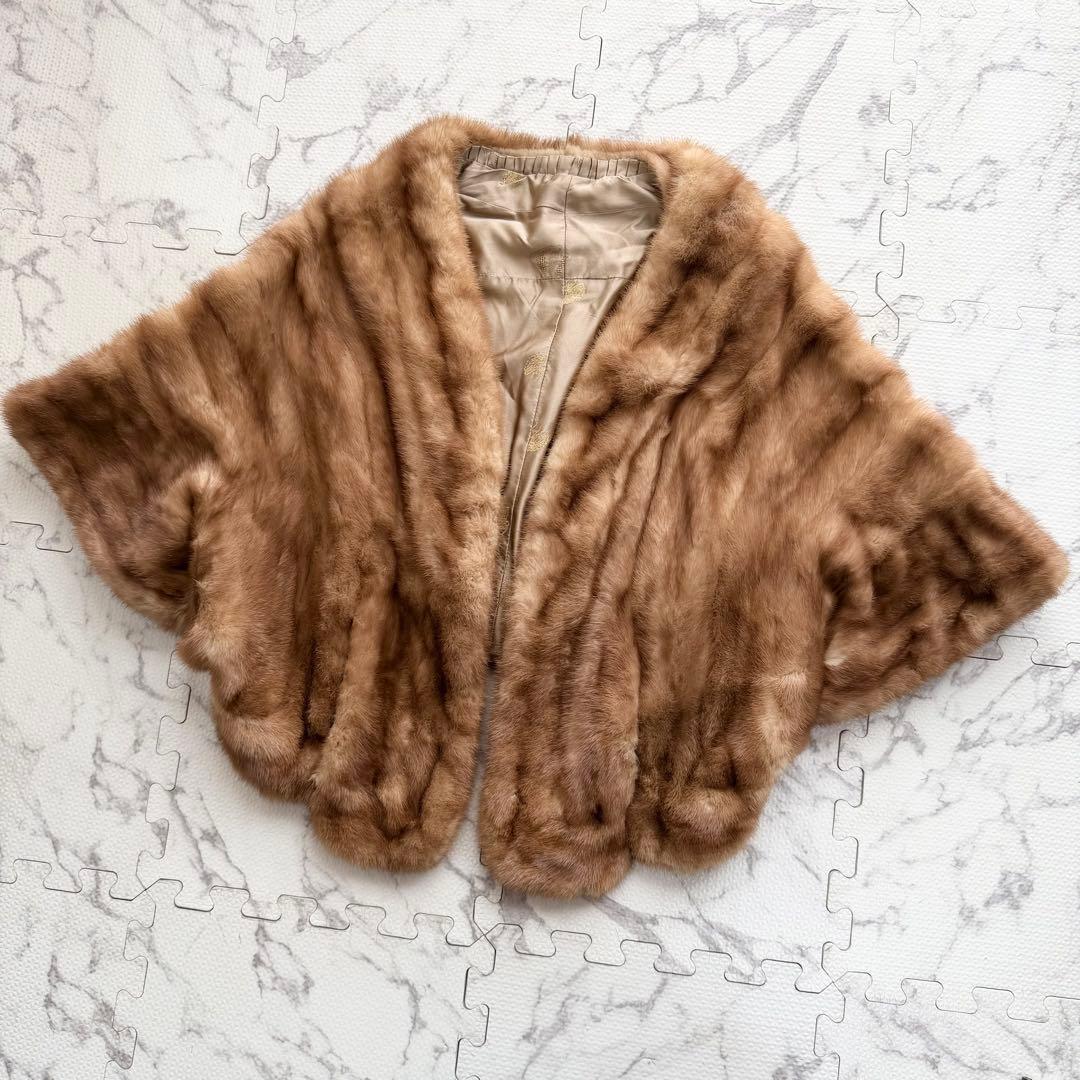 美品✨ ミンクファー パステルミンク 高級 毛皮 ケープ ポンチョ 羽織り