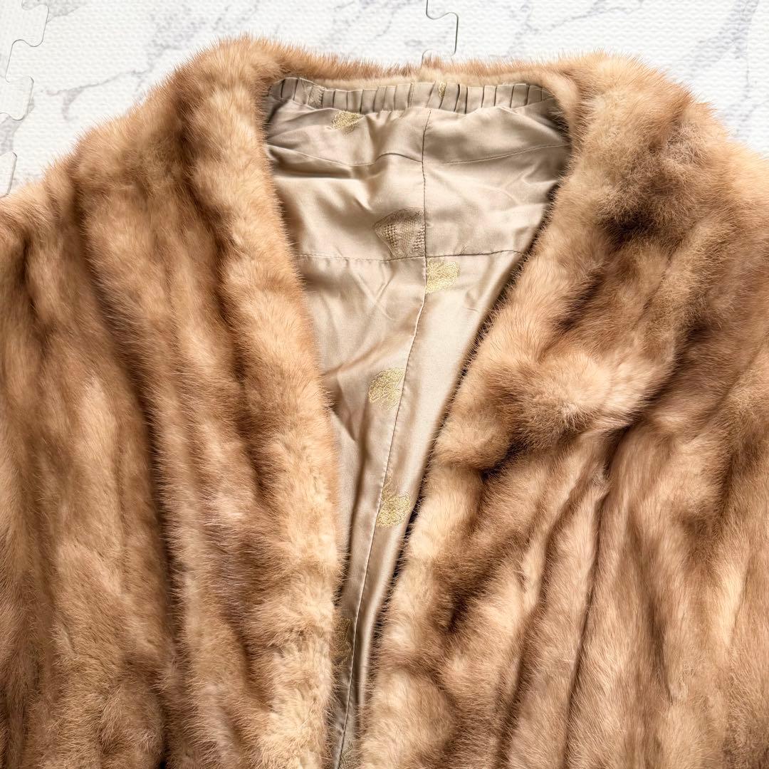 美品✨ ミンクファー パステルミンク 高級 毛皮 ケープ ポンチョ 羽織り