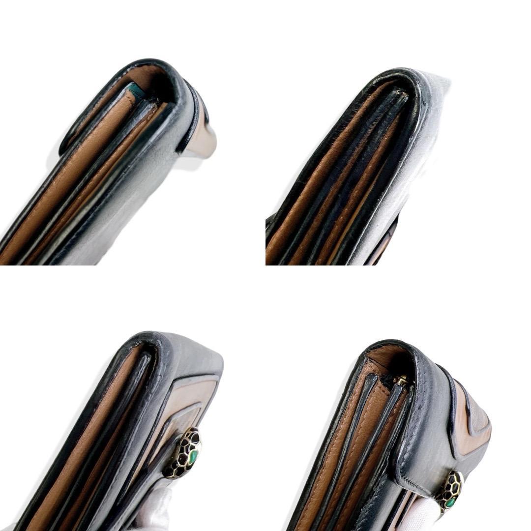 劇レア　ブルガリ BVLGARI 　セルベンティ　長財布 ブラック×ブラウン