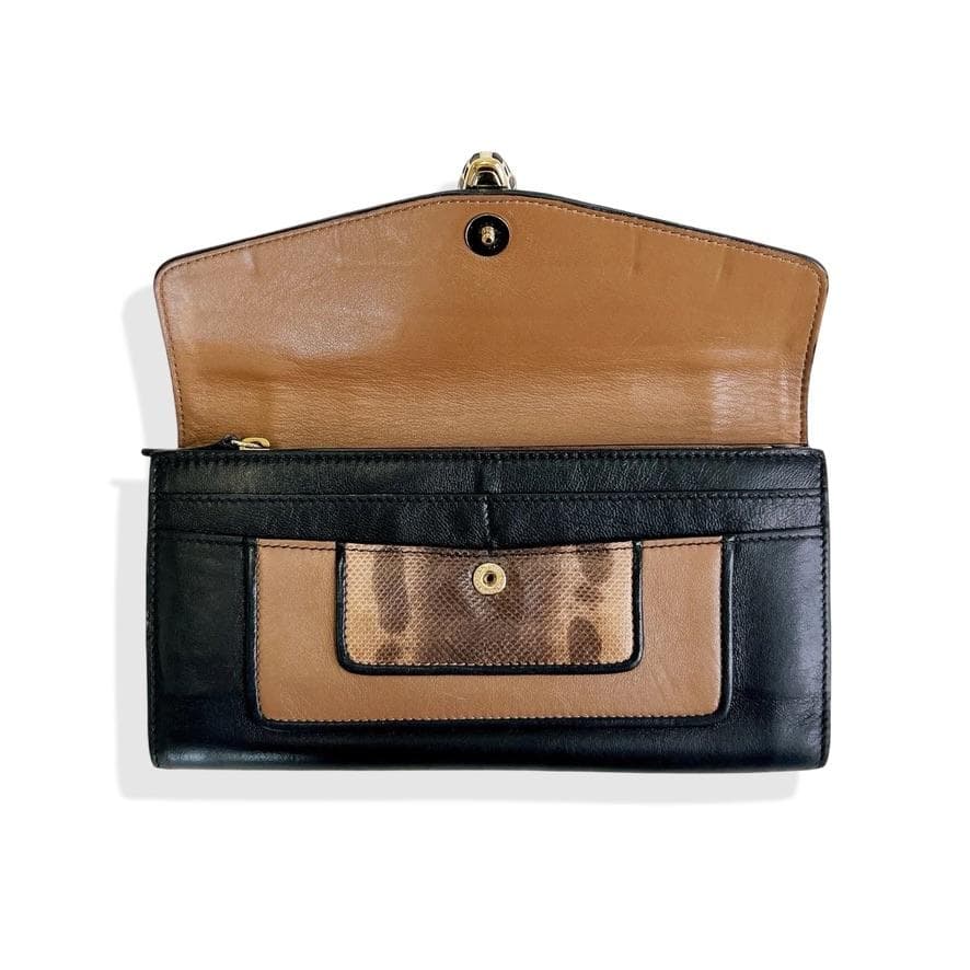 劇レア　ブルガリ BVLGARI 　セルベンティ　長財布 ブラック×ブラウン