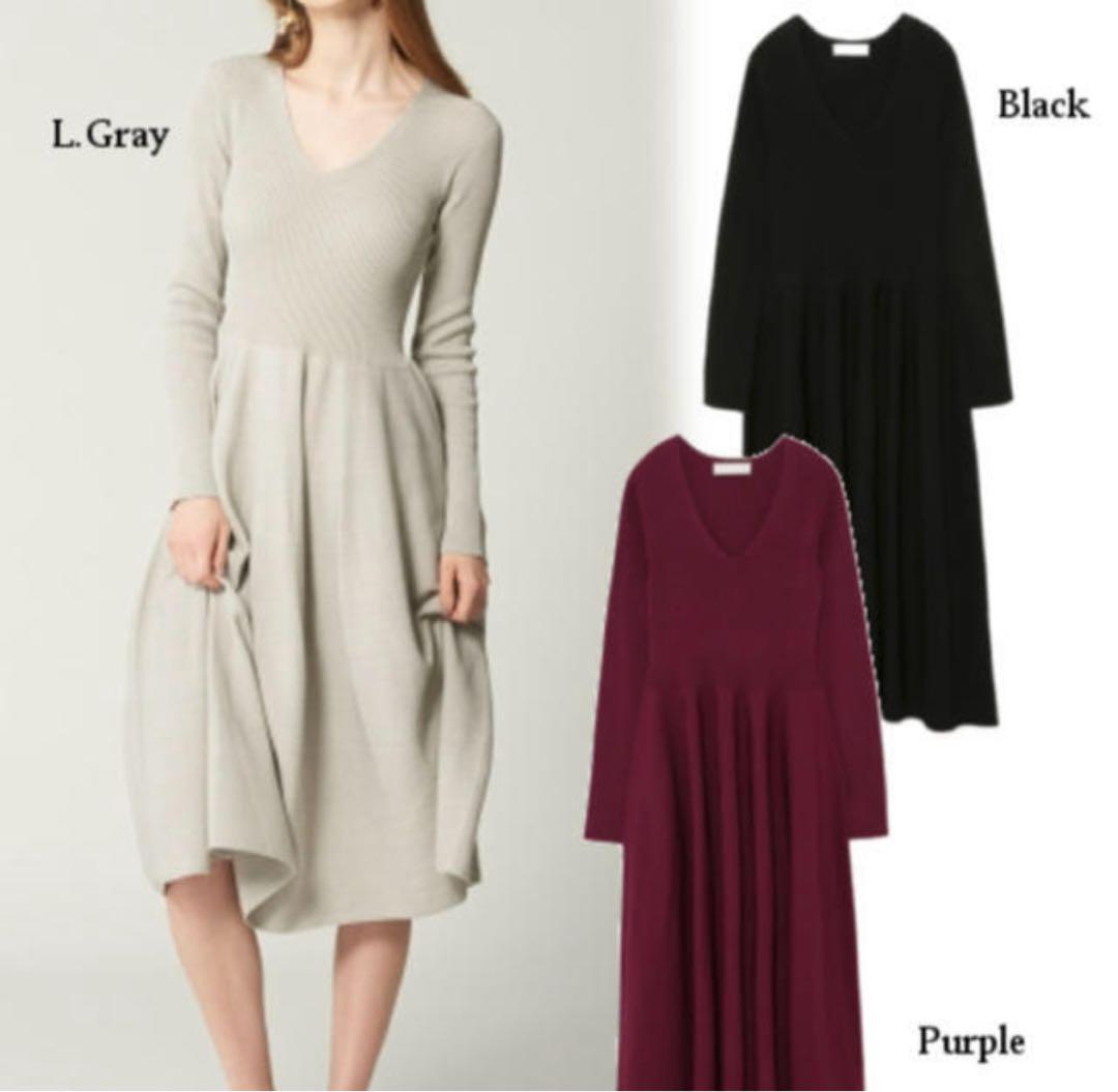 未使用級　セルフォード　M ホールガーメント　ニットロングワンピース　パープル