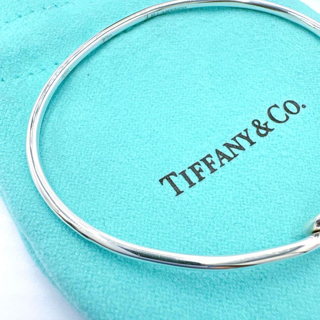 極美品 オールドティファニー ラブノット コンビ バングル シルバー k18