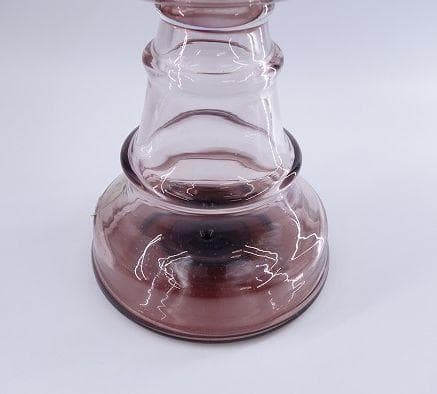 北一硝子 オイルランプ 紫×赤 フリル ガラス フリルシェード