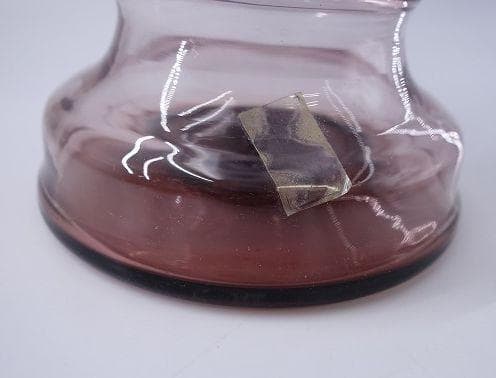 北一硝子 オイルランプ 紫×赤 フリル ガラス フリルシェード