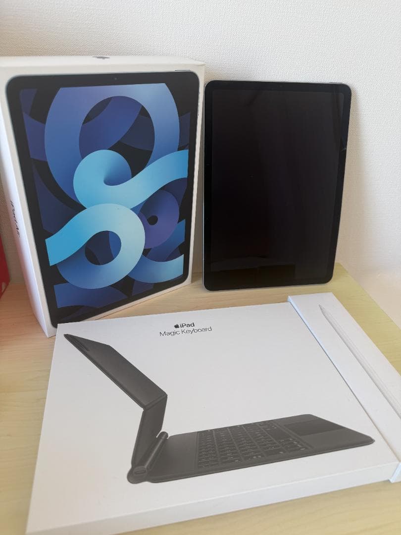 [傷/ヒビ有]iPadAir第4世代64GB/純正キーボード&Pencilセット
