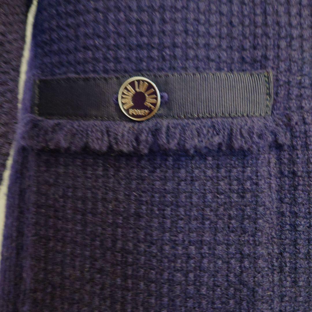 FOXEY カシミヤカーディガンジャケット七分袖 サイズ40 紫ネイビー