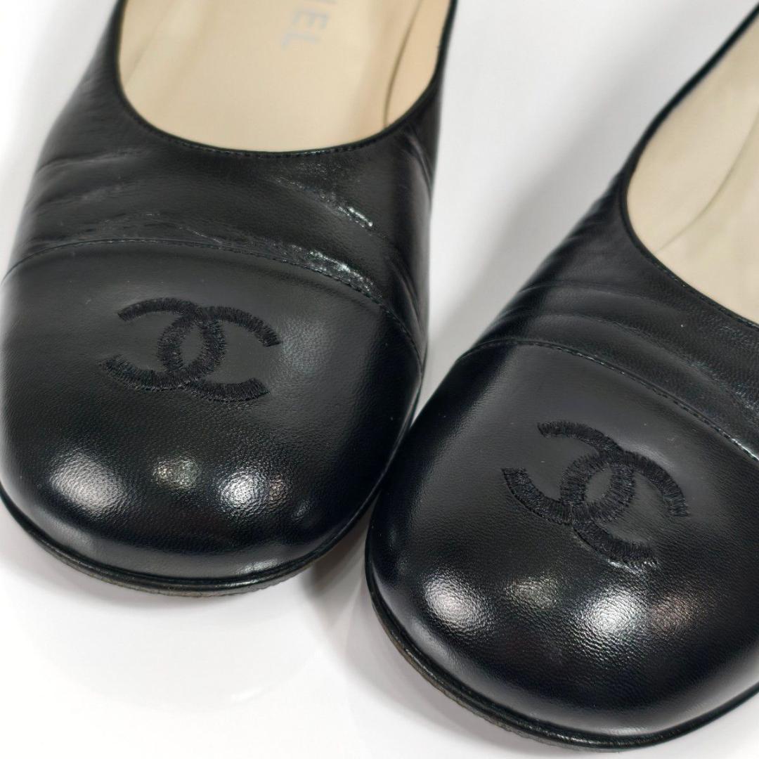 【美品】CHANEL シャネル パンプス レザー ココマーク ブラック 23cm