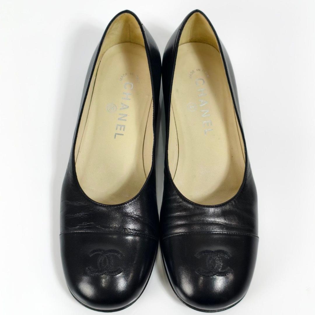 【美品】CHANEL シャネル パンプス レザー ココマーク ブラック 23cm