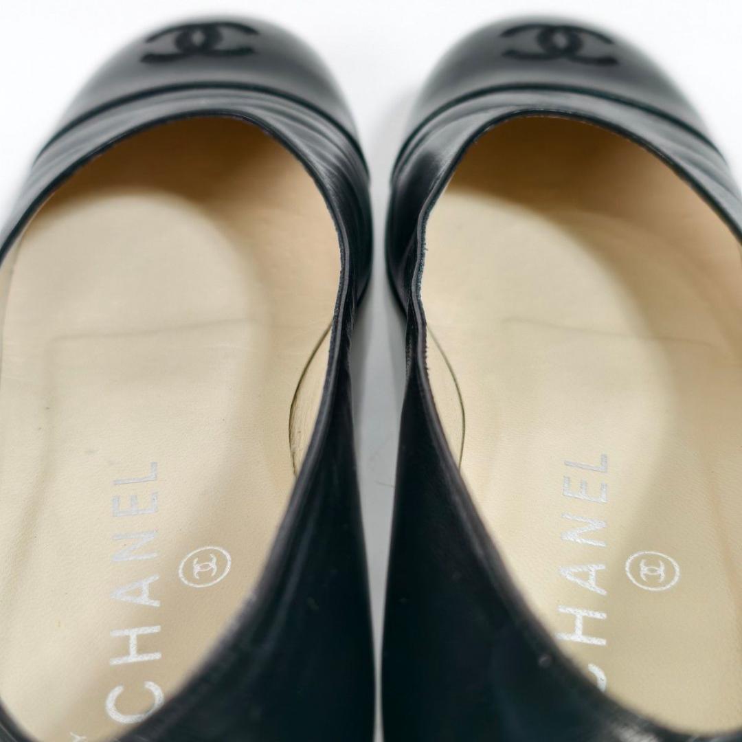 【美品】CHANEL シャネル パンプス レザー ココマーク ブラック 23cm