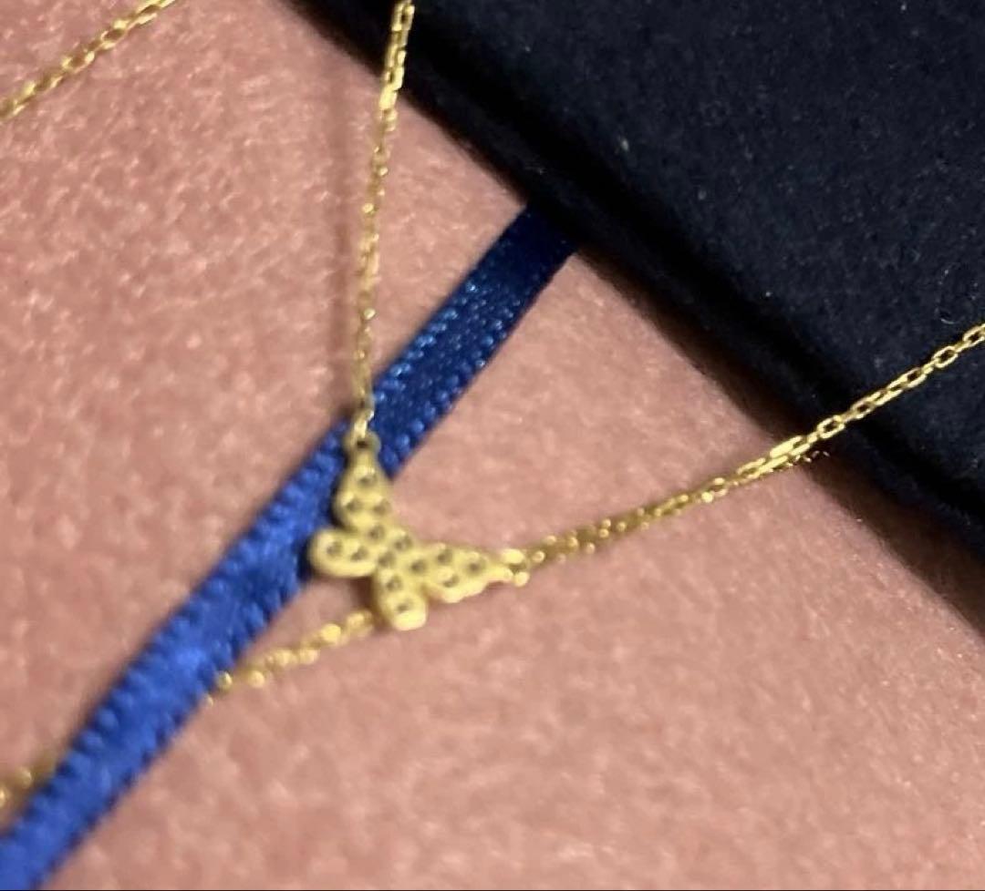 【証明書箱あり】【美品】AHKAHバタフライパヴェネックレス18KYG