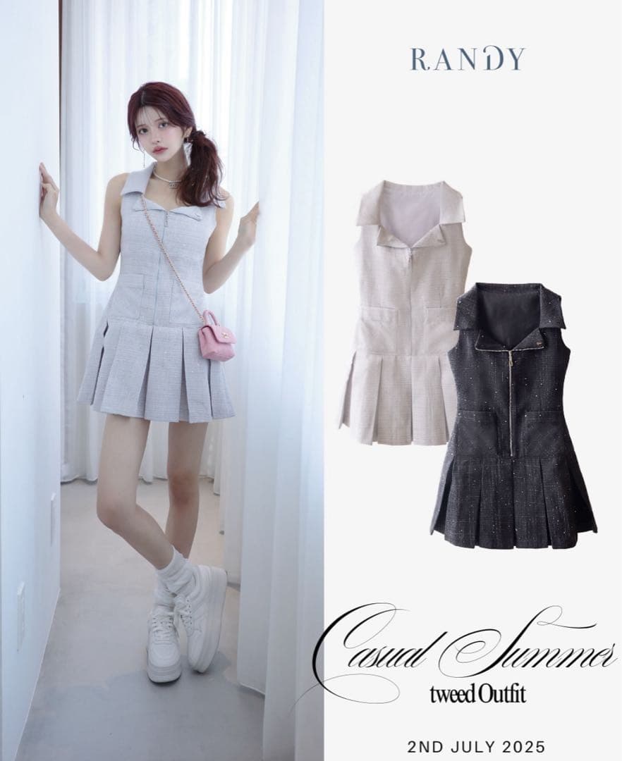 Randy シャーニーツイードジップワンピース