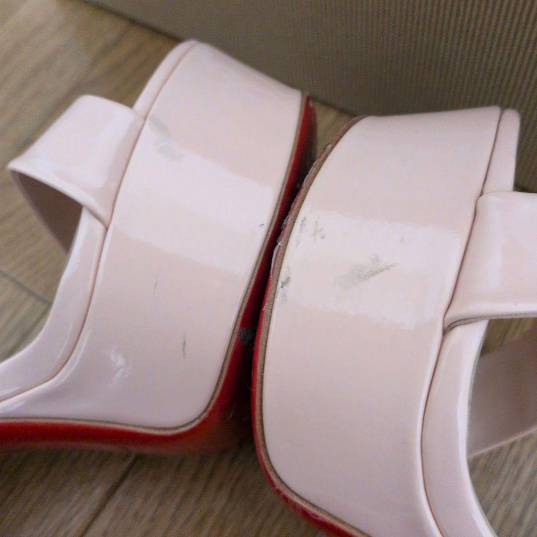 Christian Louboutin エナメル レザー サンダル 太ヒール