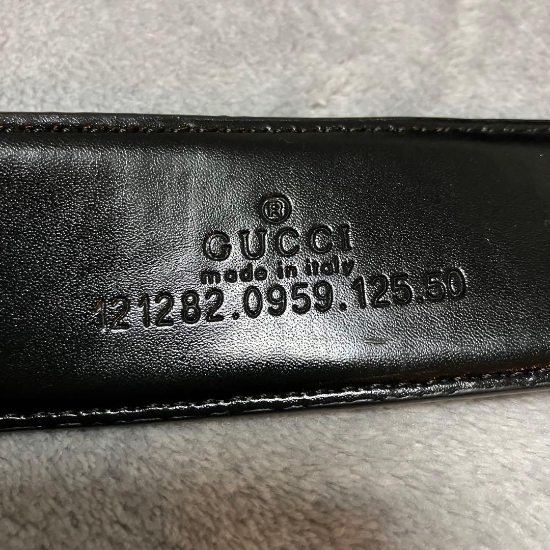 GUCCI ブラックレザー ベルト GGパターン　レディース　グッチ