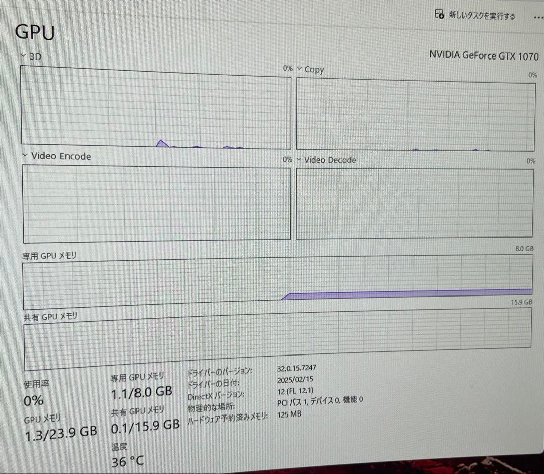 gtx1070 8GB 動作確認済み