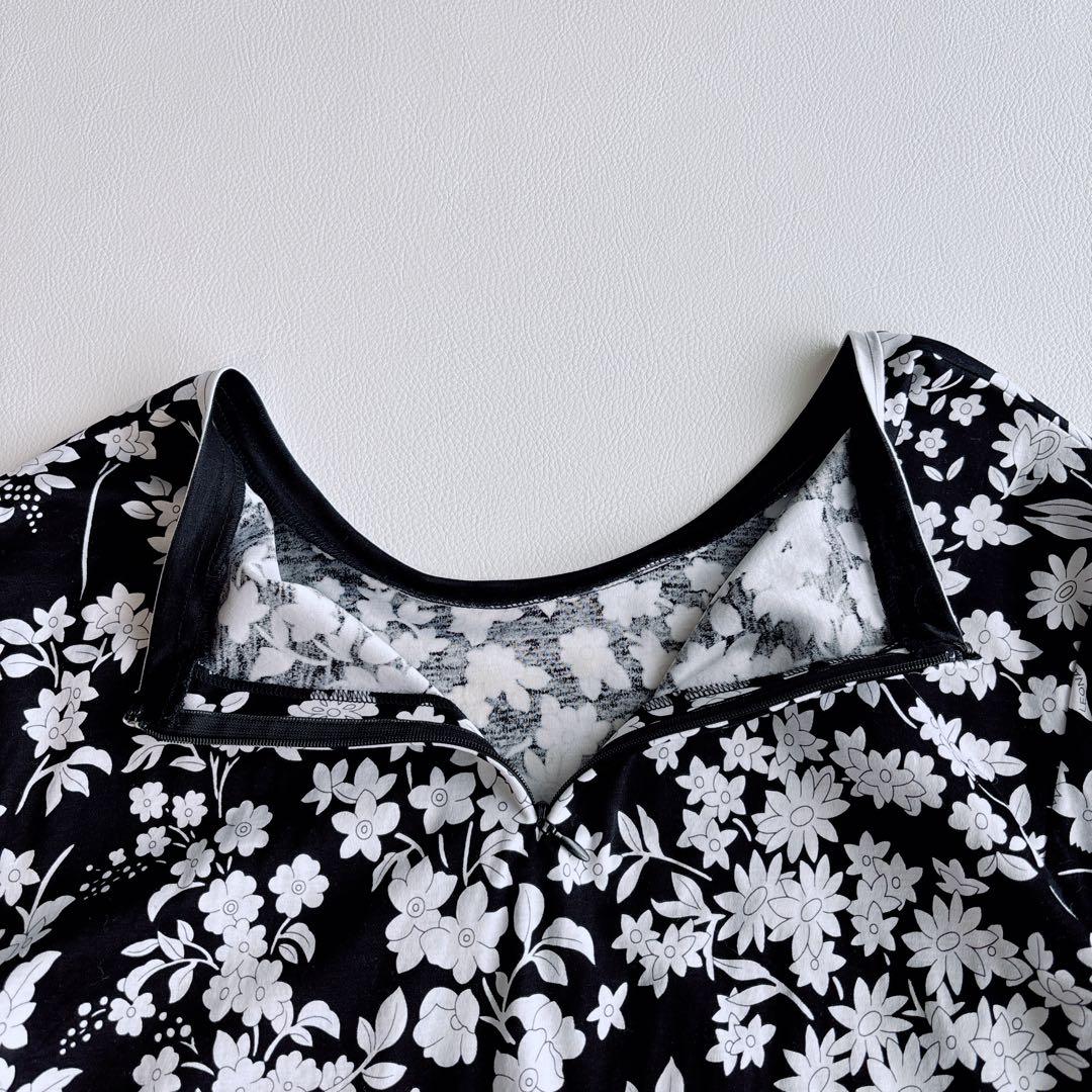 美品✨希少サイズ✨LEONARD レオナール トップス　チュニック　花柄　黒