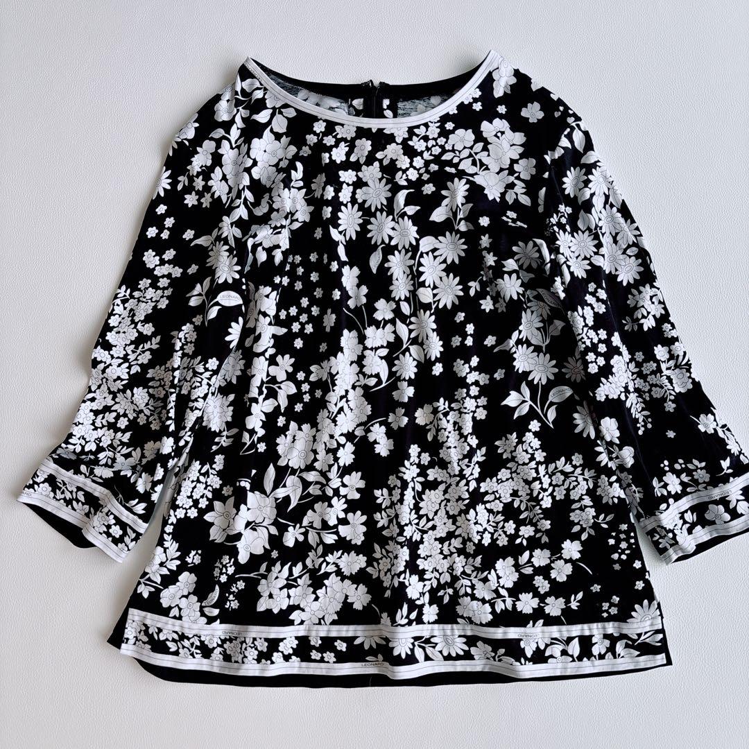 美品✨希少サイズ✨LEONARD レオナール トップス　チュニック　花柄　黒