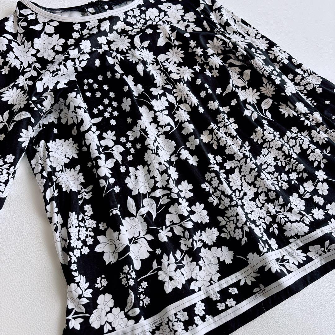 美品✨希少サイズ✨LEONARD レオナール トップス　チュニック　花柄　黒