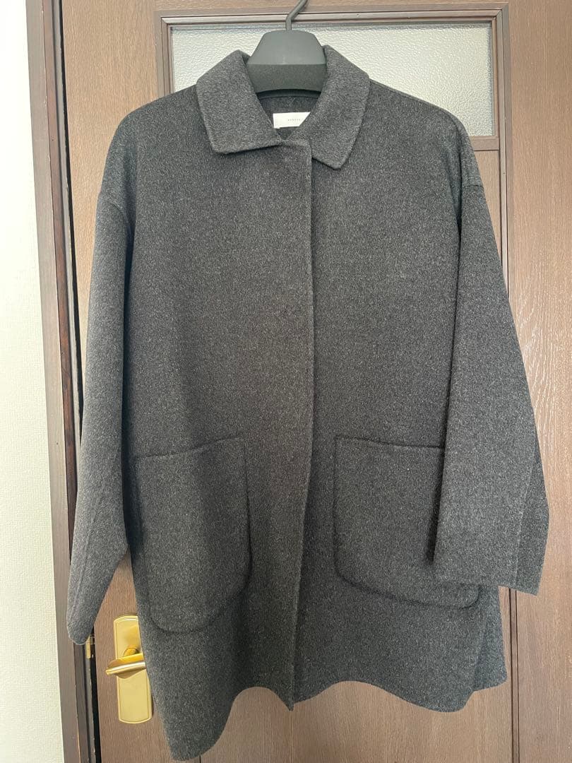 かぐれ●ウールステンカラーショートコート●チャコール