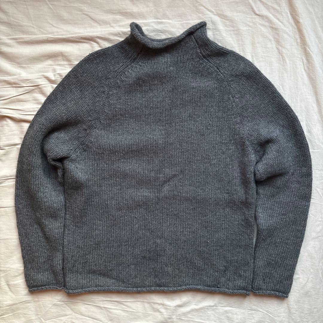 【90s】J.CREW ロールネック ニット グレー ウール ラグラン