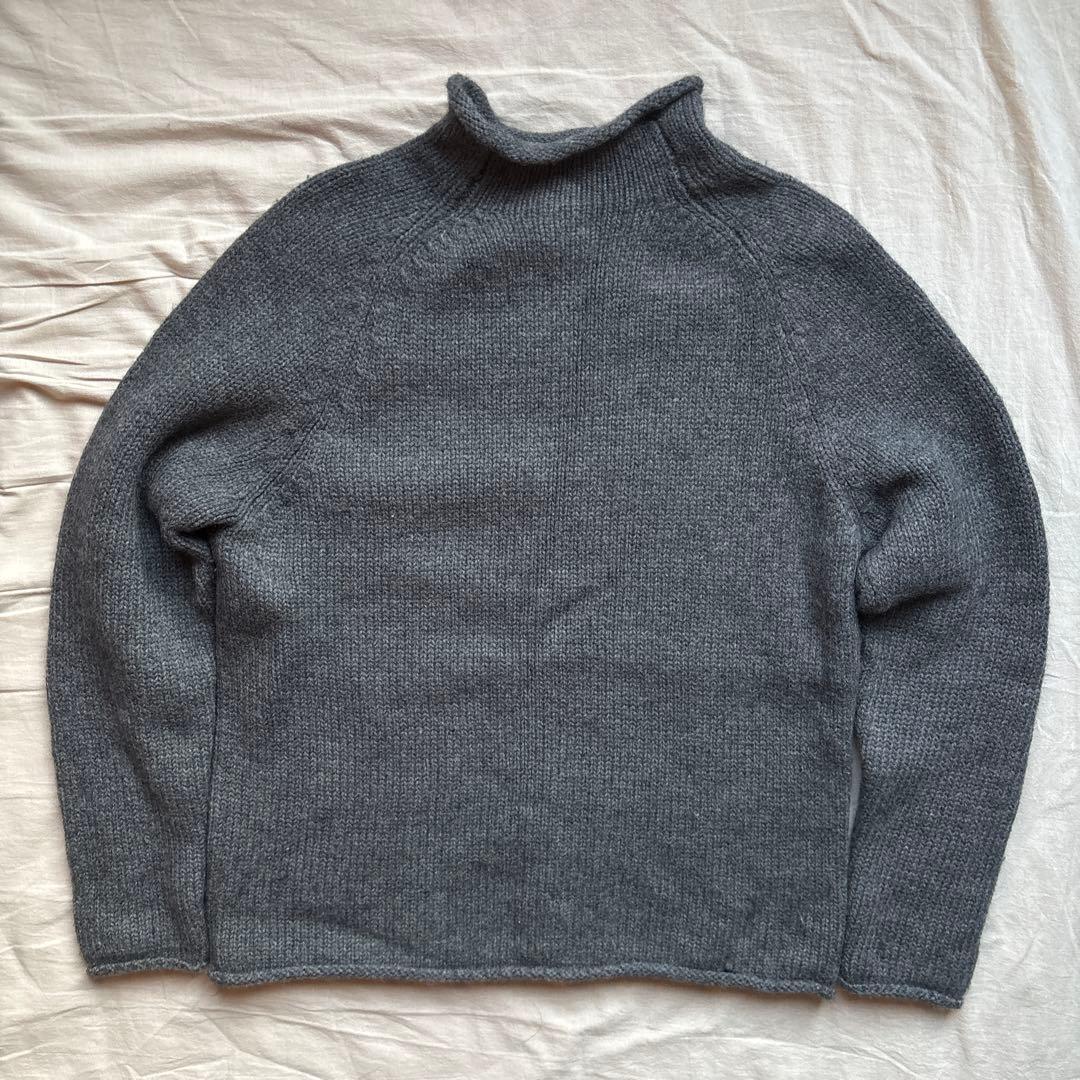 【90s】J.CREW ロールネック ニット グレー ウール ラグラン
